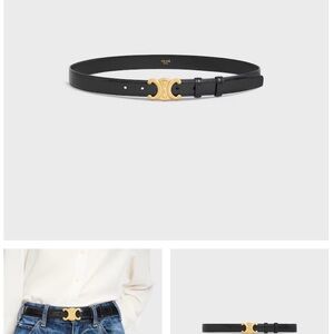 💯 Authentic Celine Black Leather Belt with Gold Logo Buckle. Like 🆕!